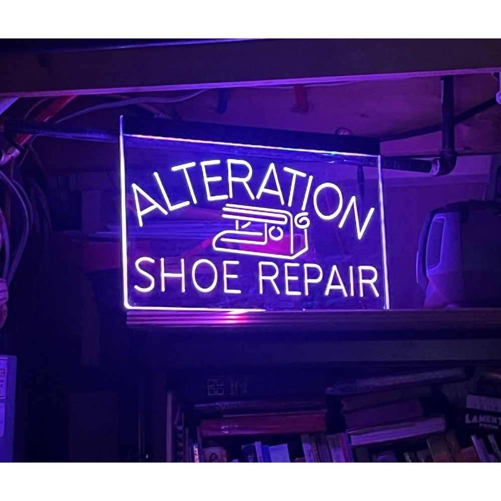 Alteration Shoe Repair Dual Color LED Neon Sign Blue & Purple 24"‎ x 16"